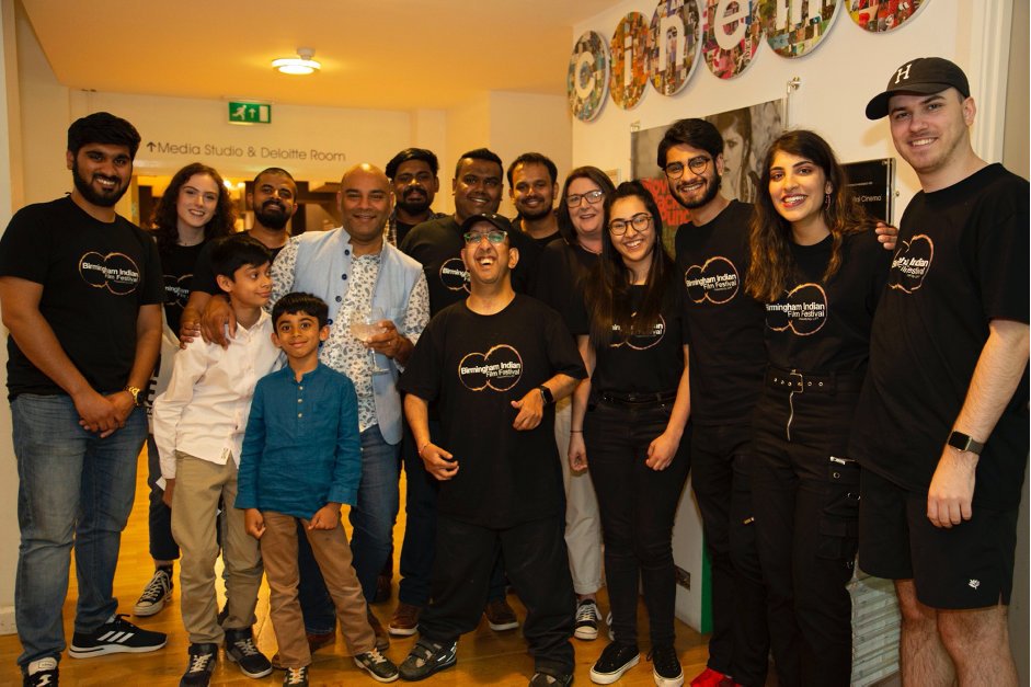 BCU students with the BIFF team at the closing film. Photograph (Ritesh Batra) at Midlands Arts Centre, July 2019