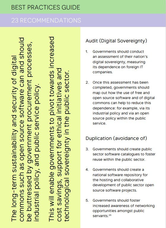 Best Practices Guide for Digital Commons-Government Relations - first page of recommendations