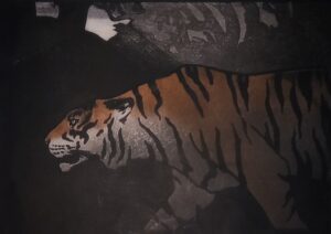 Woodcut print titled The Tiger by John Dickson Batten, 1900. Woodcut print titled The Tiger by John Dickson Batten, 1900.